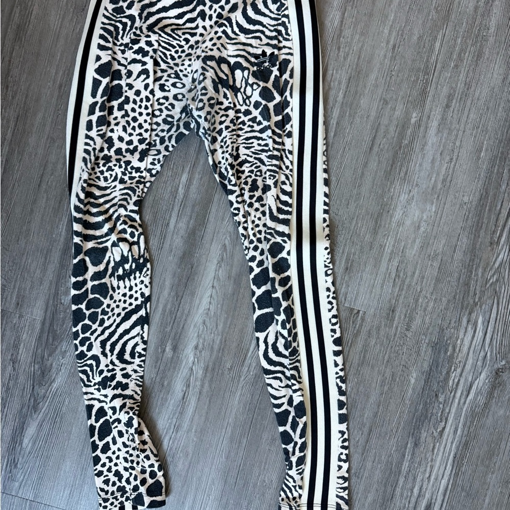Adidas Black and White Animal Print Leggings